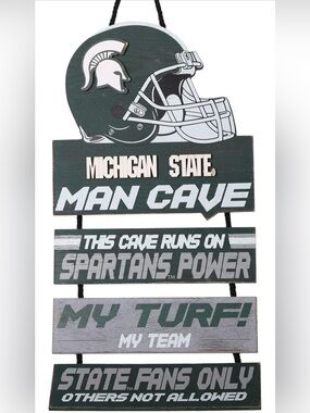 Michigan State Green Man Cave Hanging Sign - Spartans Fan Decor